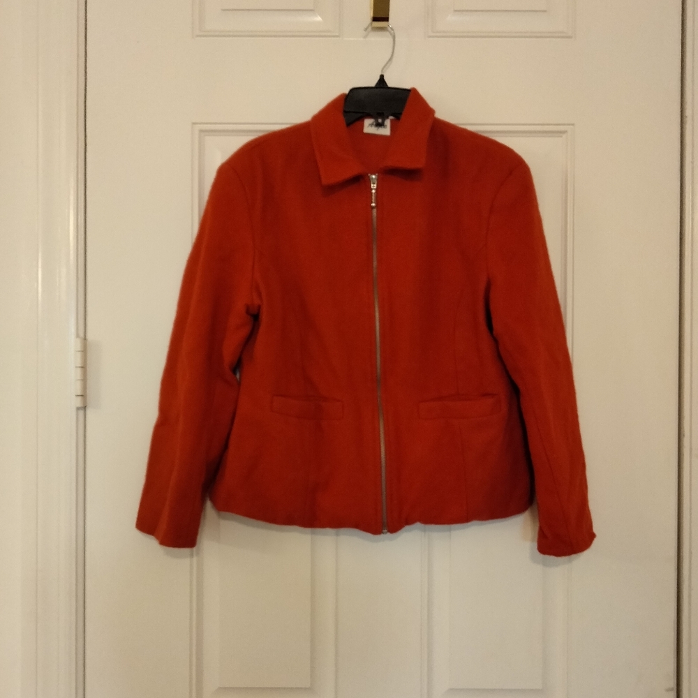 Argee red zip up wool coat size 10/12